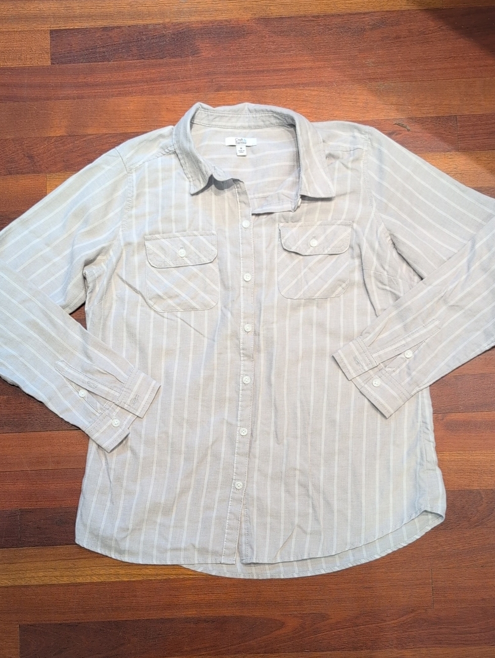 croft & barrow Light Gray And White Striped Shirt